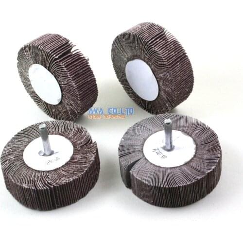 1 Set 4 Pieces 80x25mm Abrasive Flap Sanding Wheel 6mm Shank 80,120,180,320 Grit