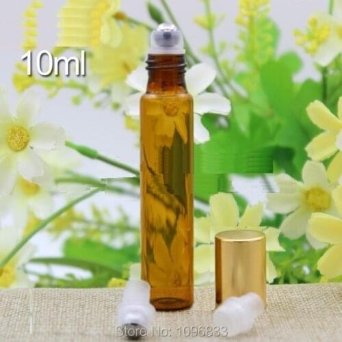 10ML Glass Perfume Roll on Bottle, Parfum Vials, Amber Glass bottle, Empty Glass Bottles, Brown Glass Roll on Bottles, 50pcs/Lot