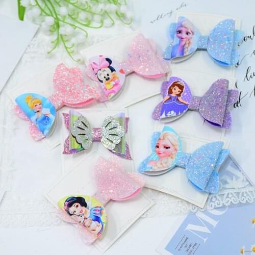 2 pcs Disney childrens headdress bow temperament girl hairpin Frozen Princess Anna hairpin little girl ponytail clip