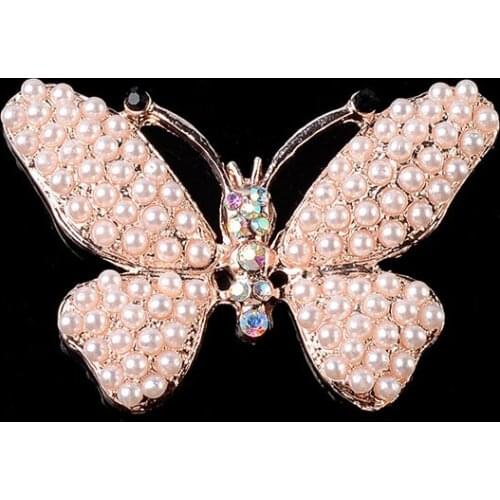 2019New 20Pcs Big Rhinestones pearl butterfly button for diy Decorative shoes or hair jewelry accessoriess HZ586