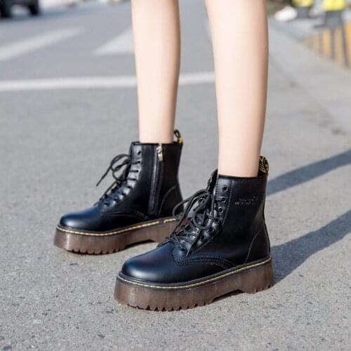 2021 Retro British Style College Oxford High-top Thick-soled Martin Boots TGHDOF Zipper Lace High Boots Women