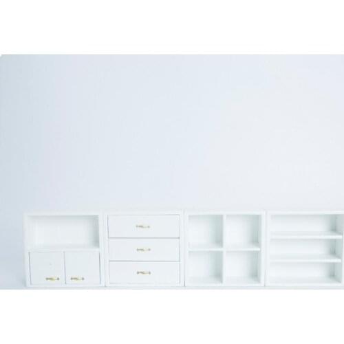 4Pcs/Set Novelty Miniature Cabinet 3D Simulated Wood Dollhouse Miniature Combination Cabinet Kit