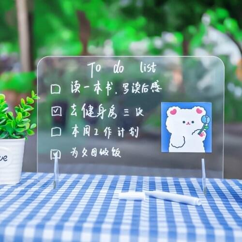 Acrylic Transparent Clear Whiteboard Writing Slate Child School To Do Message List Board