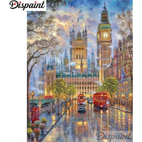 Dispaint Full Square/Round Drill 5D DIY Diamond Painting "House car" Embroidery Cross Stitch 3D Home Decor A11289