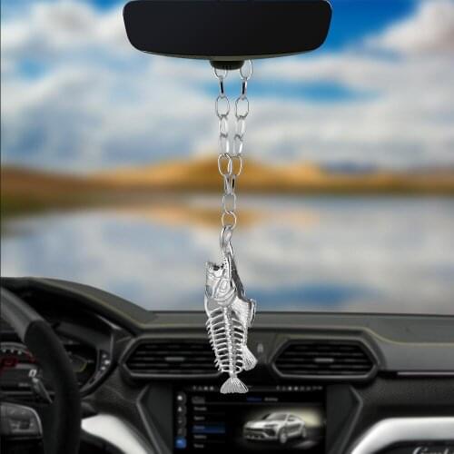Car Pendant Love Catch the Fish skeleton Hanging Ornaments Automobiles Rearview Mirror Suspension Decoration Accessories Gifts