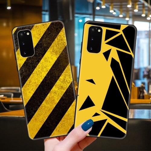Phone Case For SamSung Galaxy S20 S10 S9 S8 S7 S6 Plus E Lite Ultra Edge Black Cover Back Trend Yellow Black Stitching