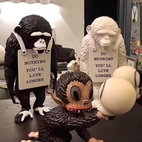 Banksy Monkey Street Statue Creative Resin Art&Craft Do Nothing You'll Live Longer Ornaments Art Resin Figurine