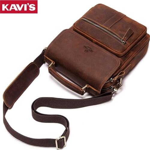 KAVIS Casual Men Shoulder Bag Vintage Crossbody Bags High Male Bag Leather Handbag Capacity Men Messenger Bags Tote Bag Quality