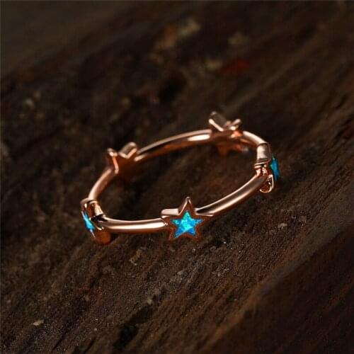 Cute Exquisite Blue Imitation Opal Star Rings for Women Accessories Girl Gift Fashion Women Rings 2021 Wedding Jewelry