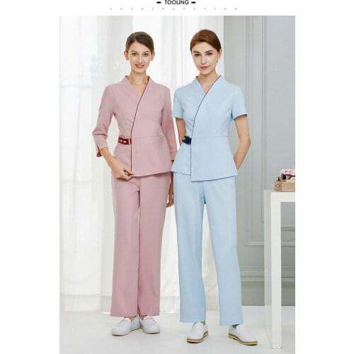 Spring And Summer Beautician Salon Work Clothes Womens Uniforme Massagista Spa Uniform Set