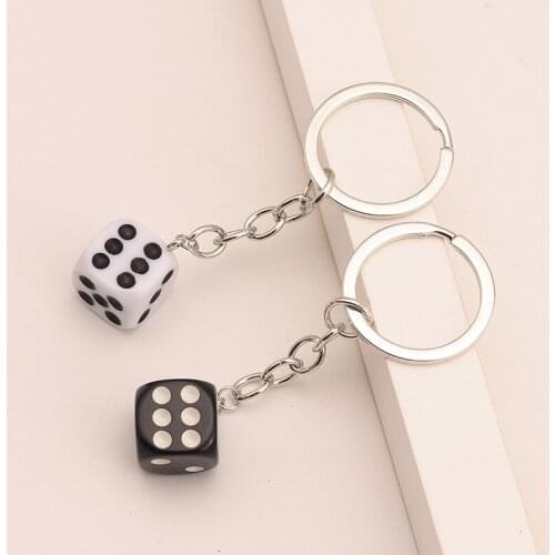 Creative Cute 3D Dice Keychains Girl Funny Mini Casino Dice Key Chains for Women Handmade Car Keychain Lady Bag Dangle Key Rings