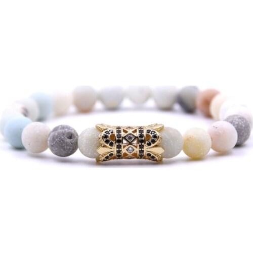 Trendy Micro Inlaid Zircon Jewelry Charm Mens Energy Yoga Bracelet Frosted Bracelet Mens and Womens Couple Gift Jewelry