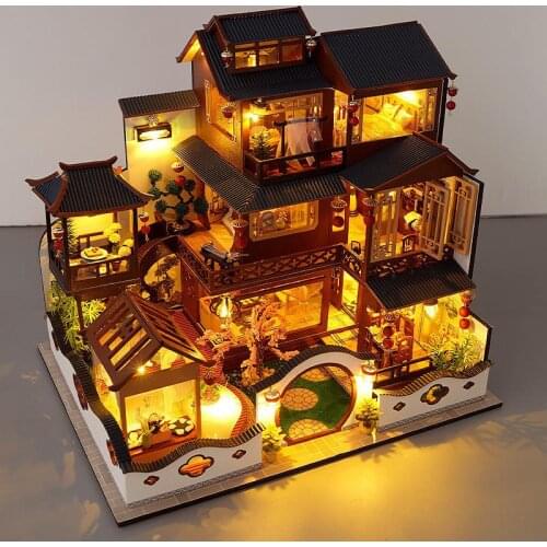 New Doll House Wooden Furniture Diy House Miniature Assemble 3d Miniaturas Dollhouse Puzzle Kits Toys For Children Birthday Gift