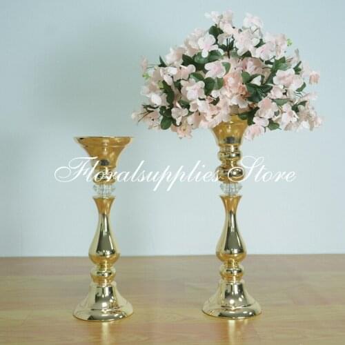 New style 51cm Tall Wedding Flower Vase Metal Flower Stand Gold Flower Column Elegant Table Centerpiece Wedding decoration