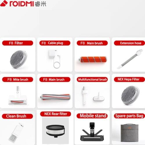 Original Hepa Filter Rear filter Charge cable Main Brush Mite brush bracket tube For XIAOMI Roidmi F8 NEX Vacuum cleaner