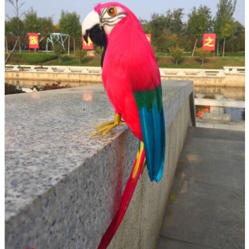 Foam&feathers parrot bird about 30cm red feathers parrot model prop.garden decoration Xmas gift w0836