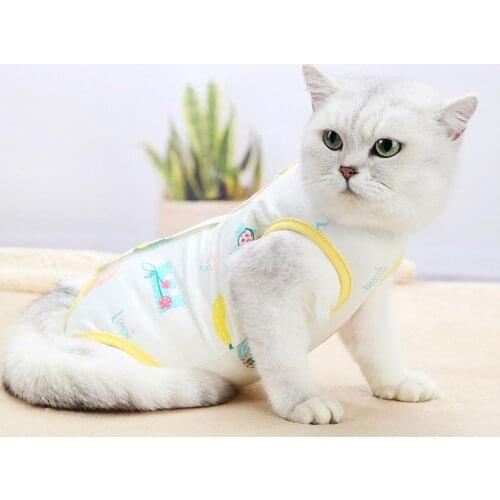 Cat Postpartum Cloth Cartoon Printing Four-legged Polyester Wound Recovery Weaning Suit for Daily Life Cat Dresses Pet Products