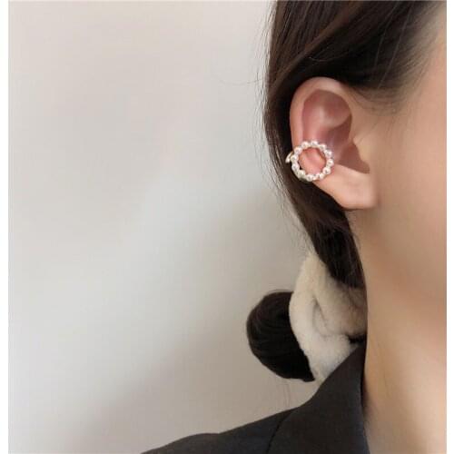 Simple Simulated-pearls Circle Vintage Ear Cuff Earing No Piercing Single