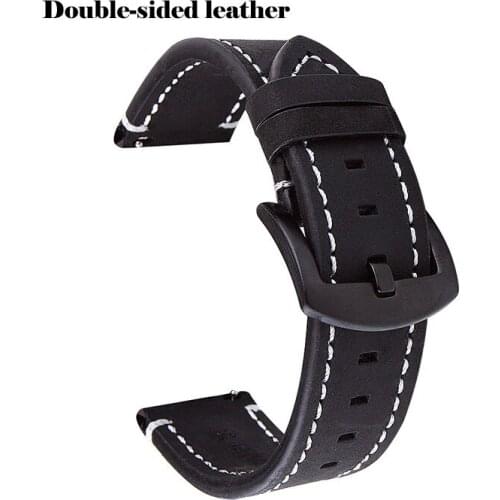 Brand New Black Dark Brown Strap 20mm 22mm 24mm Genuine Leather Watch Band Waterproof Stainless Steel Buckle Watch Accessories