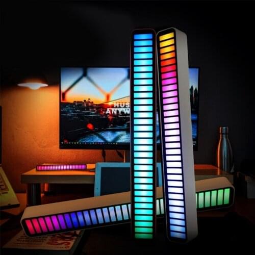 RGB LED Light Track Music Control Sound Pickup Rhythm Lamp Backlight Night Lamps for Bar Car Atmosphere Decoration Home 1Set