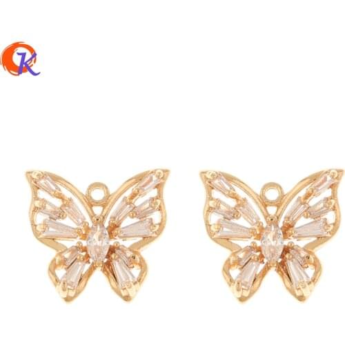 Cordial Design 20Pcs 14*16MM Jewelry Accessories/DIY Making/Hand Made/CZ Charms/Genuine Gold Plating/Earring Findings/Pendant