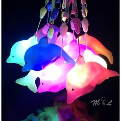Dolphin Lanyard Led Night Button Battery Night Lamp Animal Keychain Decorative Lamp Children Gift Kids Night Lights Luminaira