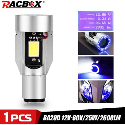 BA20D Led Angel eyes COB Motorcycle Headlight Bulbs LED Motorbike Head Lamp Scooter Accessories Fog Light 25W