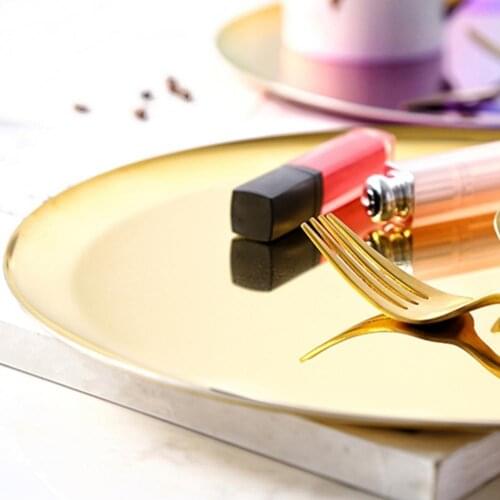 Universal Dessert Plate Eco-Friendly Food Grade Stainless Steel Kitchen Plate Polished Storage Tray Tableware for Home
