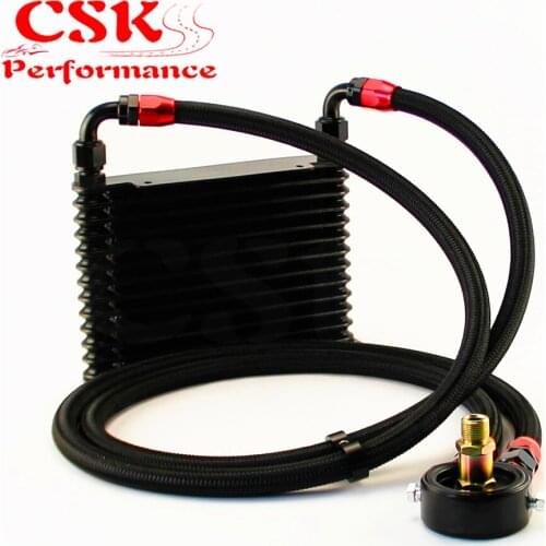 Universal 13 Row AN10 Oil Cooler 260x175x32mm Kit For track / project / race Black