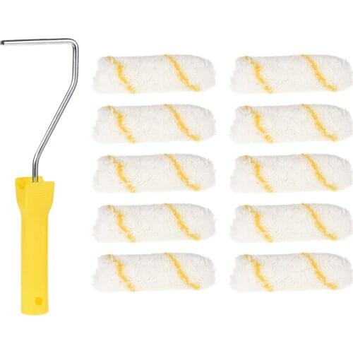 Uxcell 10xPolyester Paint Roller Brush 4" for Wall Painting with Plastic Handle to paint trim door edging line striping ect