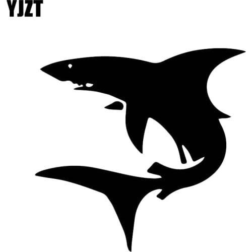 YJZT 16CM*15.4CM Home Decal Decoration Scary Big Shark Car Body Personality Sticker Black/Silver C30-0068