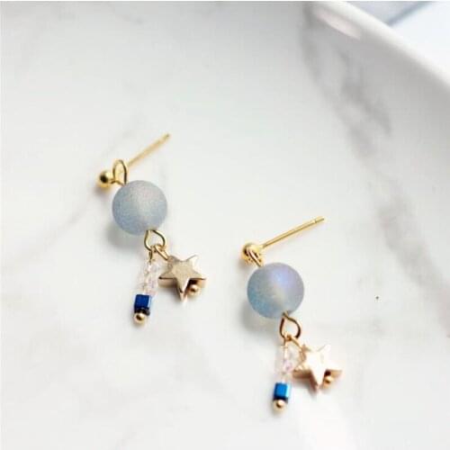 Handmade Star Crystal Gold Color Womens Drop Dangle Earrings Fashion Korean Earring Jewelry Accessories Female YEA218