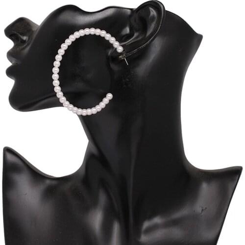 Pearl Earrings C Shape Big Hoop Earrings for Women Aretes Mujer Femme Party Wedding Geometric Hoops Laxury Pendientes Brinco