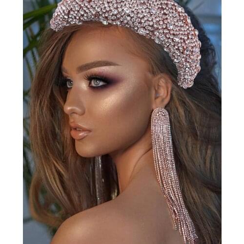 ZMHP362-RG Luxurious Crystal Rhinestone Bride Headwear Wedding Party Woman Hair Accessories Girl Tiara Earpin Earclip One Set