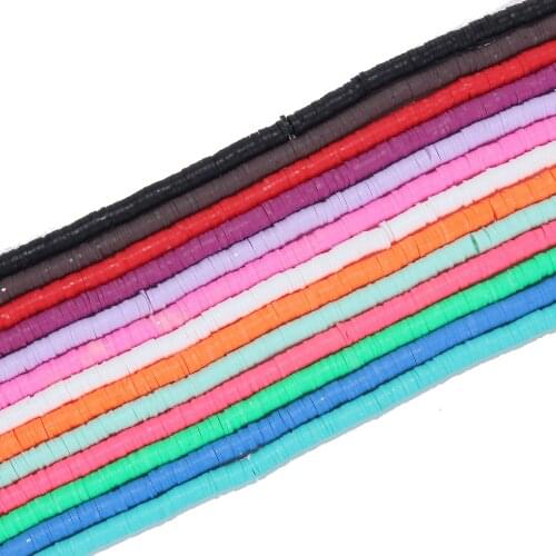 15Inch About 350-400pcs 6mm Flat Round Polymer Clay Beads Chip Disk Loose Spacer Handmade Beads For DIY Jewelry Making Bracelet