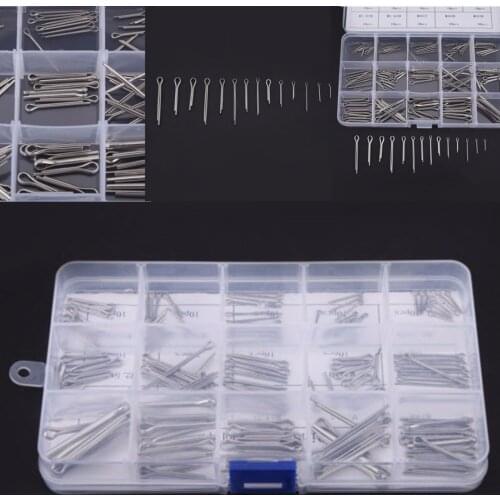 150Pcs 15 Kinds Stainless Steel Split Cotter Pins Link Pins Cotter Fastener Pins Assortment Kit with Box