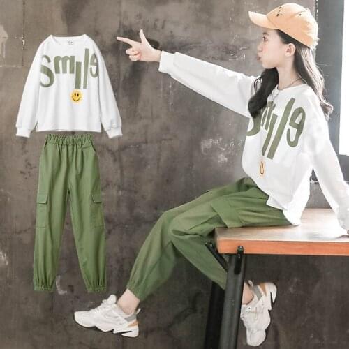 Girls Suit Sweatshirts +Pants Cotton 2Pcs/Sets 2021 Beauty Spring Autumn Teenager Kid School Outdoor Children Clothing