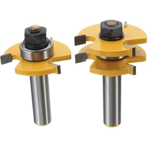 2pcs 1/2 Inch Shank T-handle Rail And Stile Router Bit Wood Working Cutter High Quality Matched Tongue and Groove Router Bit Set
