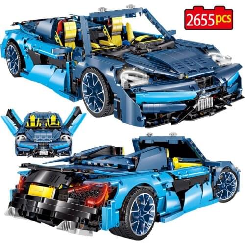 2655PCS 1:10 Mini City Technical Sports Car Bugatti MOC Model Vehicle Racing Car Building Blocks Bircks Toys For Children Gifts