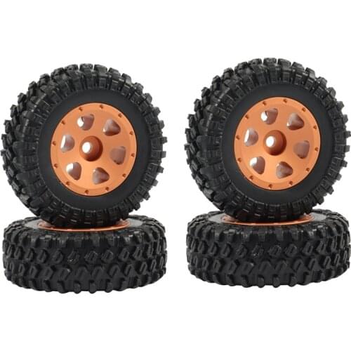 4PCS 1.0 Beadlock Mini Crawler Wheel Rims & Rubber Tires for 1/24 RC Crawler Car Axial SCX24 90081 Upgrade Parts