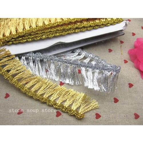4yards Gold/silver Tassel Lace Fringe Trimming Macrame Cannetille Lace Clothing Curtain Accessories Diy decor 3cm