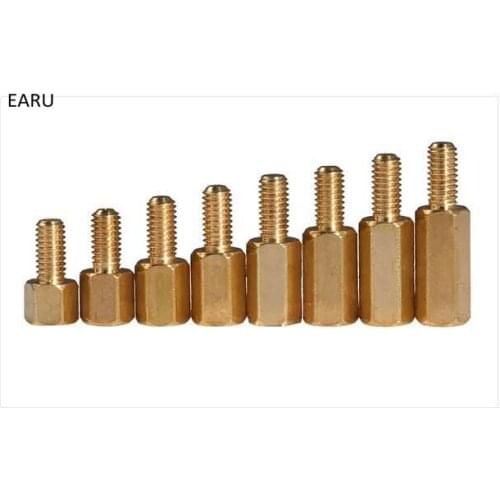 50PCS M3*L+4mm Copper Brass Pillars Standoff Circuit Spacer PCB Board Nut Screws Hex Round Single Cylinder Head