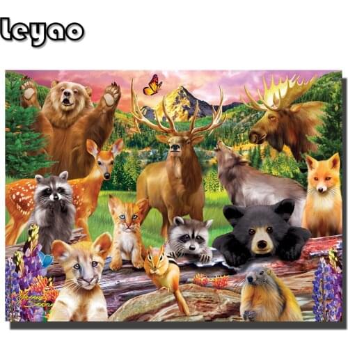 Full Square Diamond 5D DIY Diamond Painting "bear Lion deer Leopard" scenic 3D Embroidery Cross Stitch Rhinestone Painting Decor