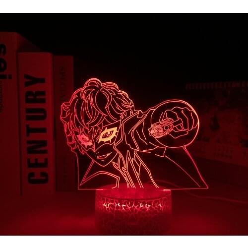 Anime Persona 5 Joker 3D Lamp White Base for Kids Brithday Gift Bedroom Decor Night Light Manga Room Desk LED Light