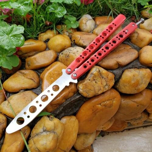 Butterfly in knife Trainer knife BM New Bushing Red paint Channel steel blade Jilt Knife Camping Pocket survival knife defense