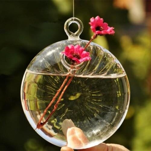 Free Shipping 8pcs/pack Round Shaped Hanging Glass Vase Home Decorative Creative Car Terrarium