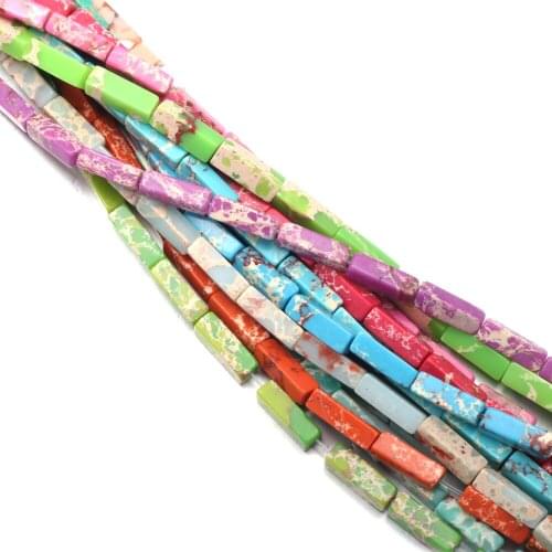 Natural Stone Beads Rectangle Emperor Stone Punch Loose Beads For Jewelry Making DIY Necklace Bracelet Earrings Accessory