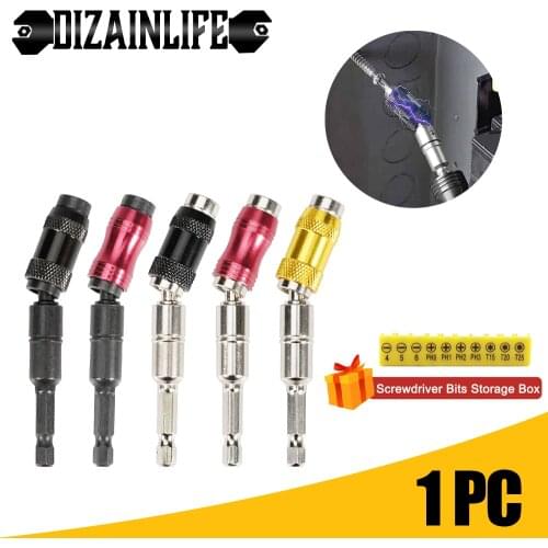 1/4" Pivoting Magnetic Screw Drill Bit Tip Holder Screwdriver Woodworking Tool Quick Change Locking Guide Bit Extension Rod
