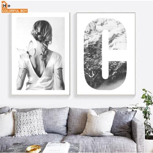 COLORFULBOY Butterfly Girl Quotes Nordic Poster Wall Art Print Canvas Painting Wall Pictures For Living Room Decoration