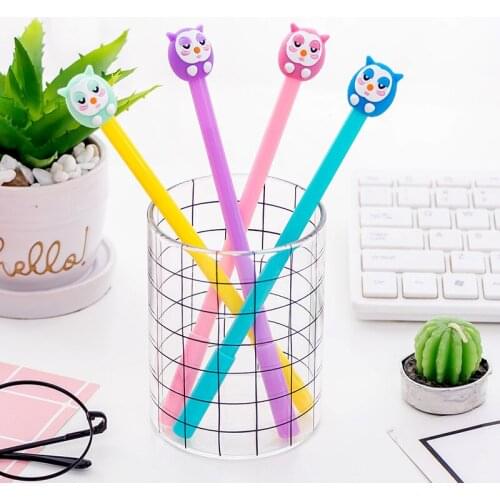 36 Pcs/Lot Color Owl Gel Pen 0.5mm Black Color Ink Pens for Writing Stationery Item Office School Supplies Material Escolar